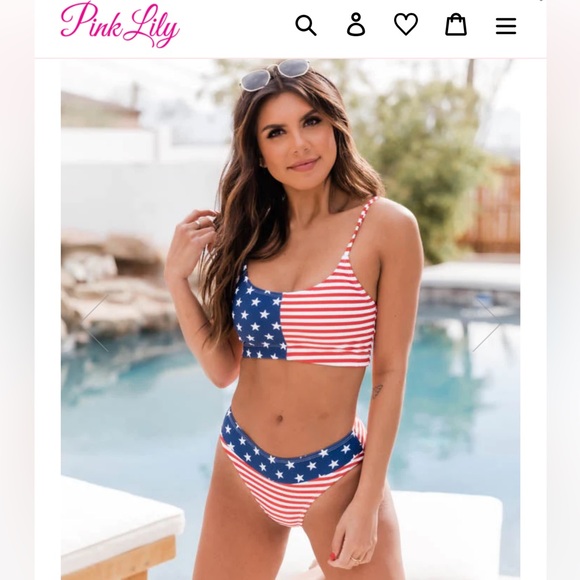Pink Lily GENUINE STYLE AMERICAN FLAG BIKINI - Picture 1 of 3